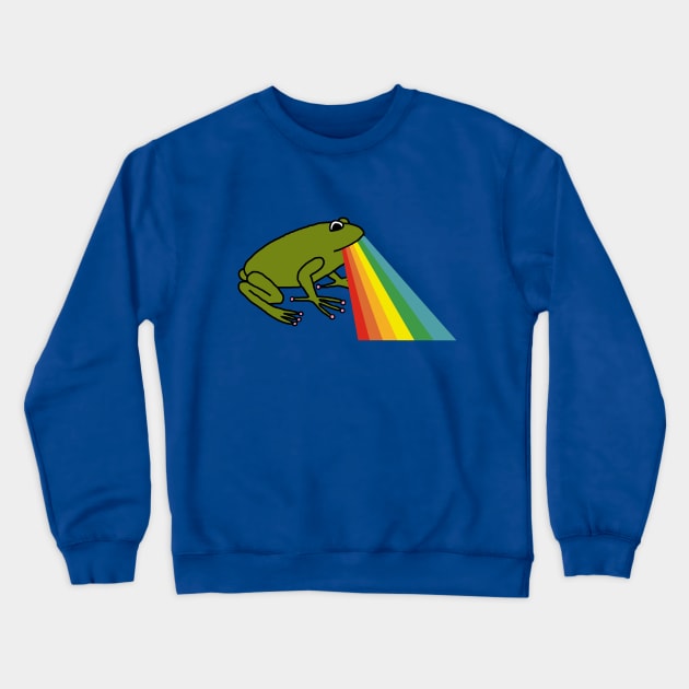 Animals with Rainbow Puke Green Frog Crewneck Sweatshirt by ellenhenryart